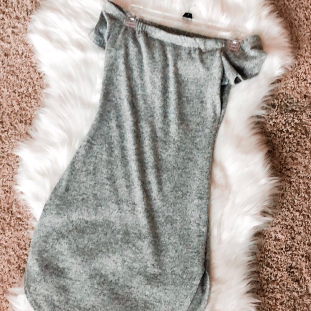 Grey Tight Off-The-Shoulder Dress